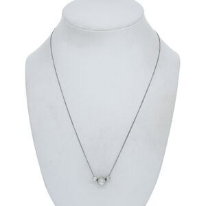 Estate Sterling Silver 925 Triple Ball Minimalist Design Necklace 19"